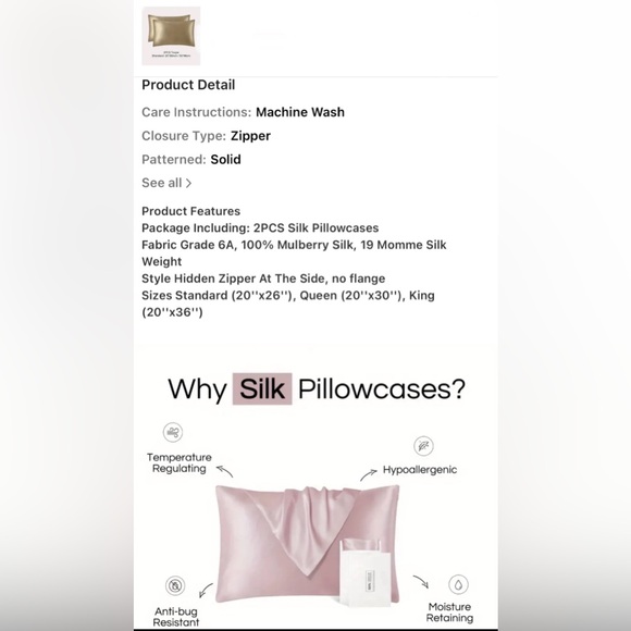 Pair, 100% Mulberry Silk Pillowcases - Picture 3 of 8